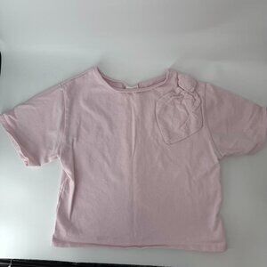 ZARA Girls Pink Short Sleeve Top Bow Detail Size 11-12 Years 152 cm